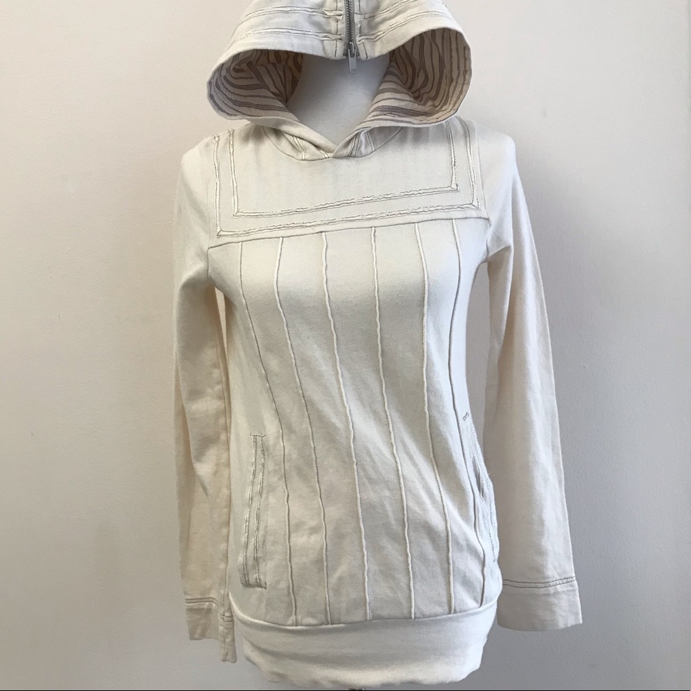 MARC JACOBS STRIPED CREAM ZIPPER HOODIE SWEATSHIRT